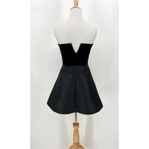 RED VALENTINO Dress Womens 0 Black Strapless Velvet Silk Twill Mini Fit Flare 38 - Picture 5 of 14